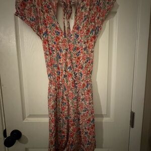 American Eagle Outfitters Floral Jumpsuit - Red and Blue